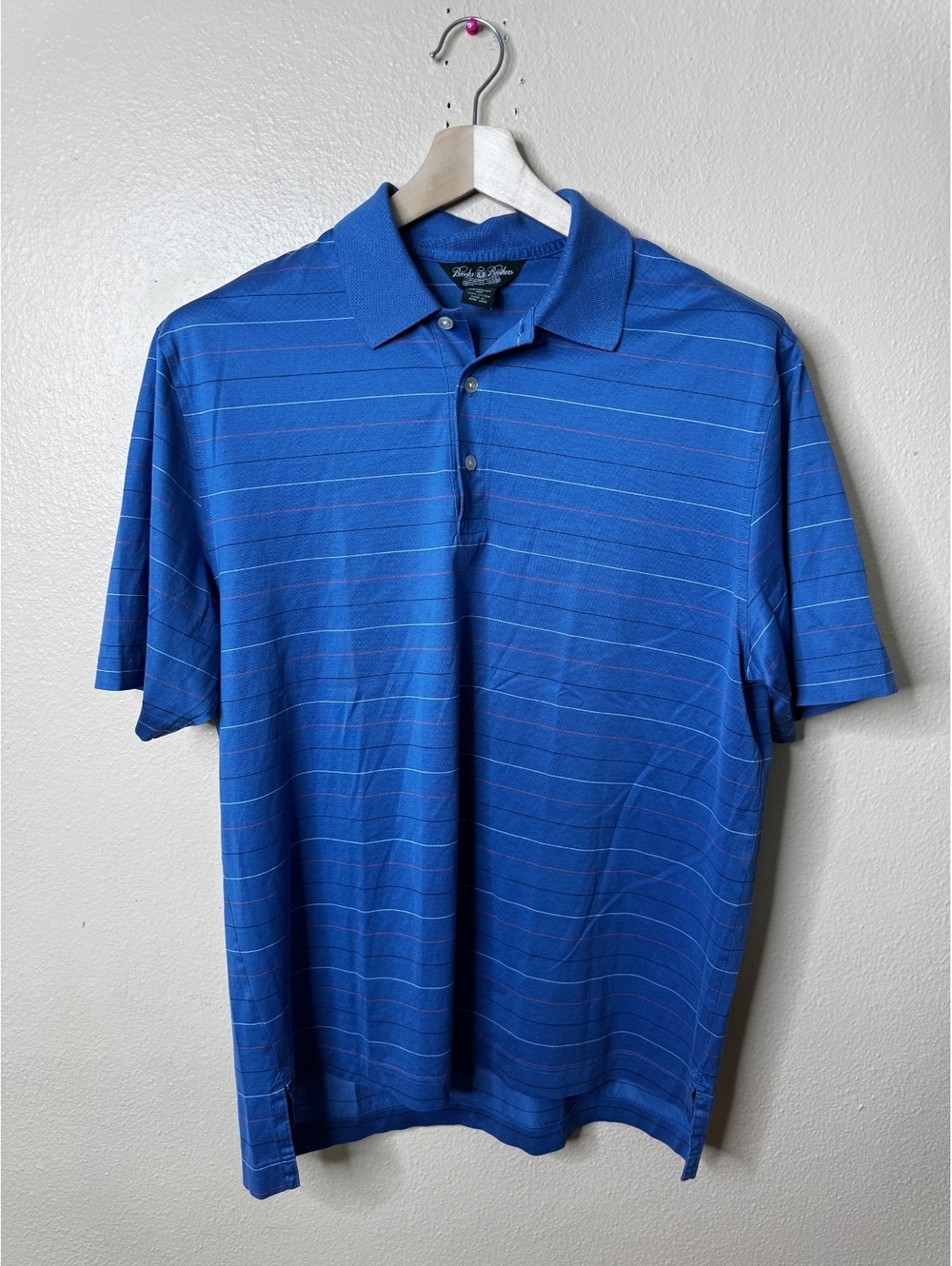 Brooks Brothers Country Club Men’s Blue Striped Cotton Polo Shirt M